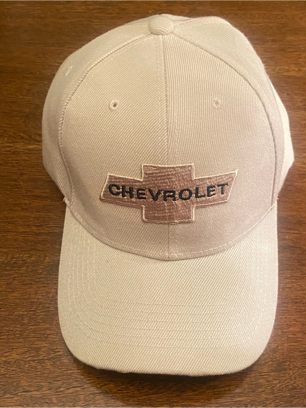 Chevrolet Logo Baseball Cap Hat Tan Beige Embroidered Adjustable Strapback VTG